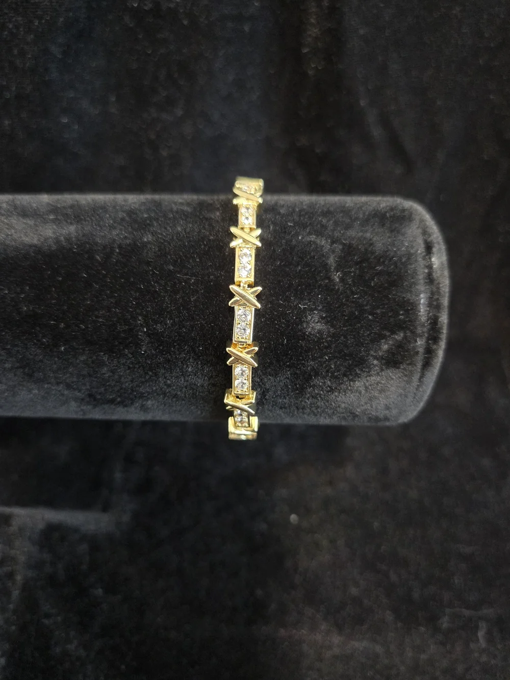 Gold-Tone 'X' Link Crystal Bracelet - Women's Jewelry